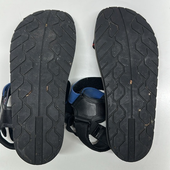 Prada Linea Sandals Shoes Printed Adjustable Ankle Strap Open Toe Black Size 11 - Picture 8 of 8